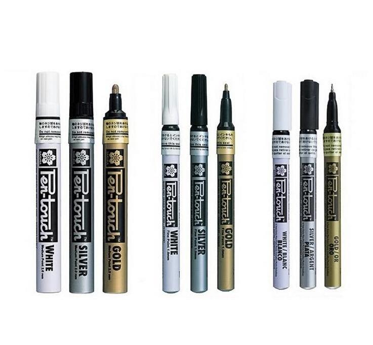 Sakura  0.7mm 1.0mm 2.0mm 4 colours paint Markers Opaque Oil Paint Pens White Gold Silver cooper