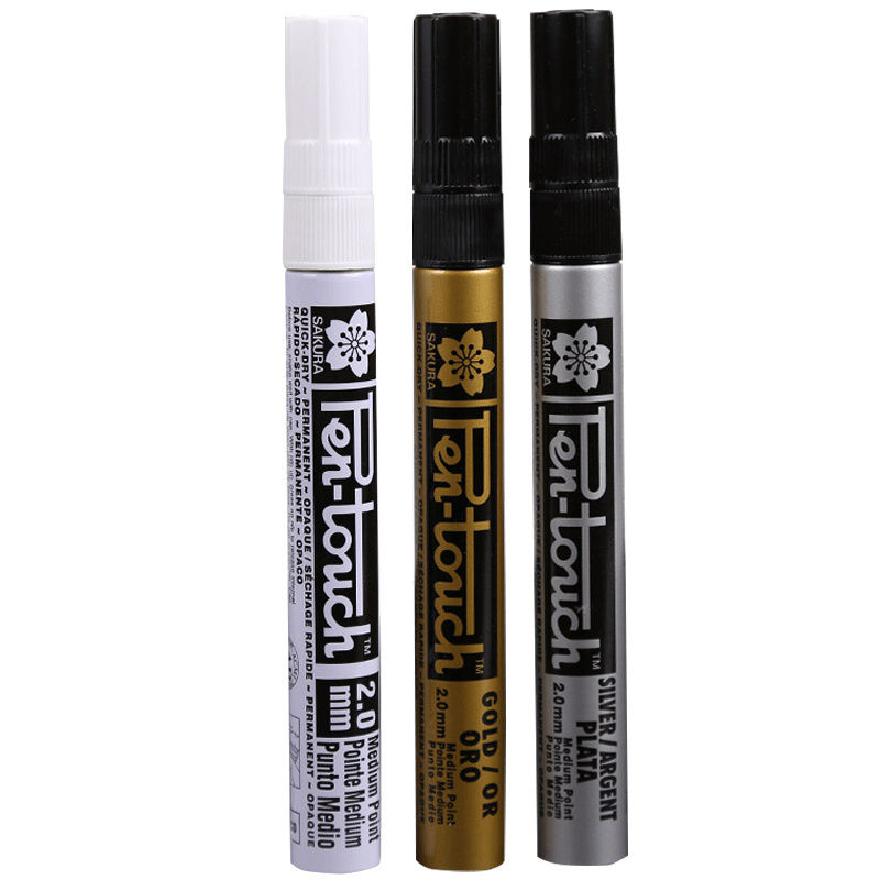 Sakura  0.7mm 1.0mm 2.0mm 4 colours paint Markers Opaque Oil Paint Pens White Gold Silver cooper