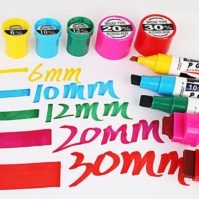 Baoke POP 12 colours 6/10/12/20/30mm alcohol based waterproof posca advertise poster marker pen set with display rack