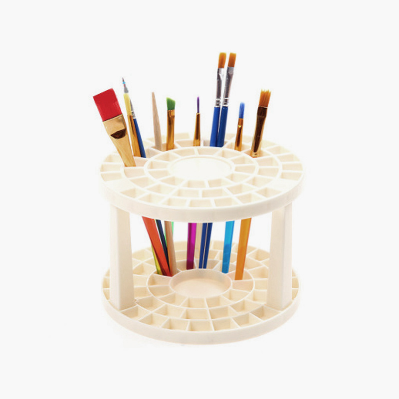 Mikailan 49 slots white plastic disassemble round pen holder hold dry wet paintbrush pencil pen school stationery