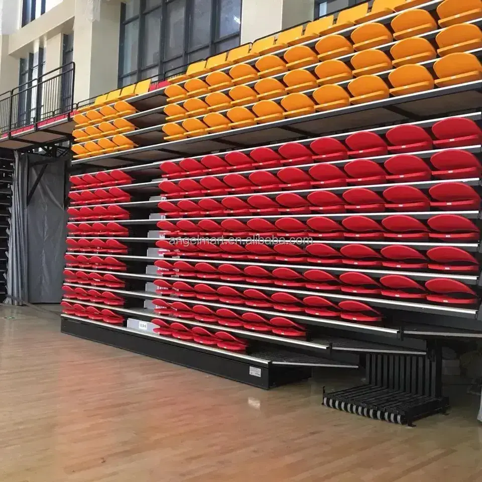 High Quality electric retractable bleachers with high back foldable HDPE Plastic Seats for Theater