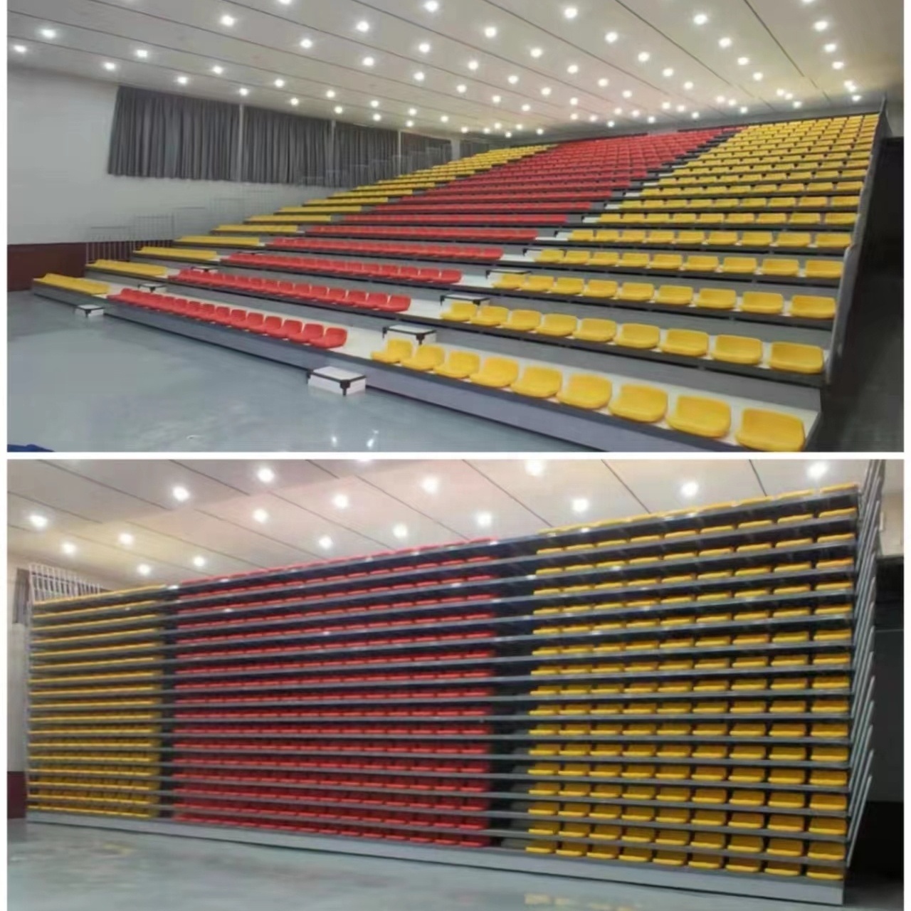 Electric Retractable Bleachers for Sports Venue and Hall Color Customized Telescopic Seating