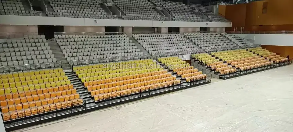 High Quality electric retractable bleachers with high back foldable HDPE Plastic Seats for Theater