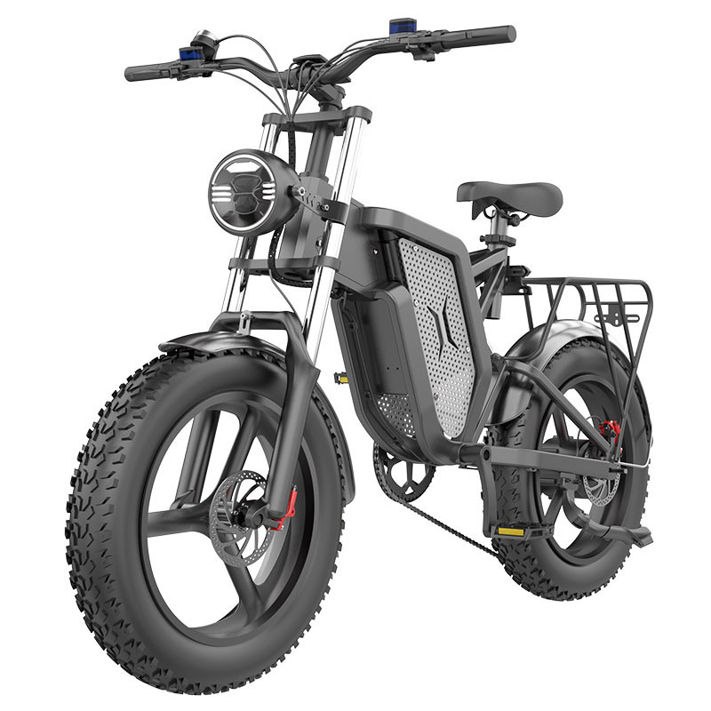 Angelol Fat Tire Electric Mountain E Bike Big Power 1000W 48V Mid Drive Motor Dual Suspensions Electric Fat Bike For Adults