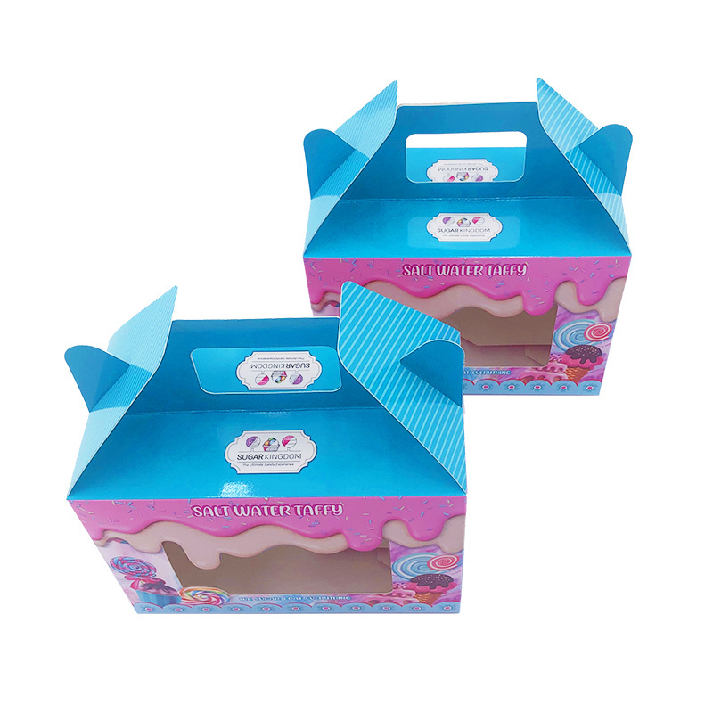 Angelol Auto Lock Bottom Glued Paper Box Package With PVC Window Cardboard Box For food