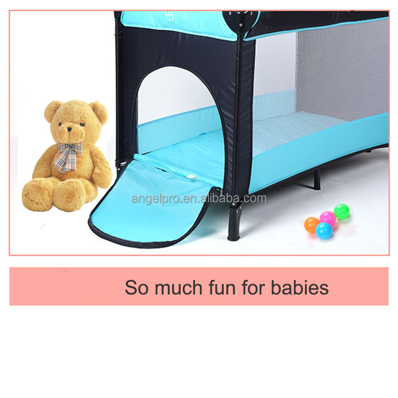 European Standard Multifunctional baby game crib with door Easy Folding Metal Frame Baby Playpen