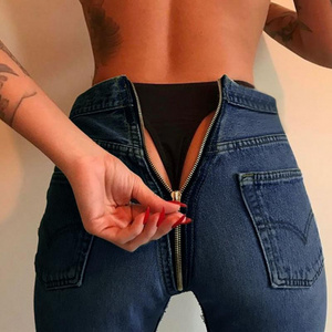 YY1502 back zipper high waist skinny jeans women denim pants tight jeans