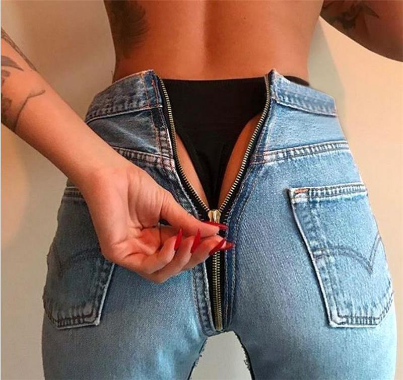 YY1502 back zipper high waist skinny jeans women denim pants tight jeans