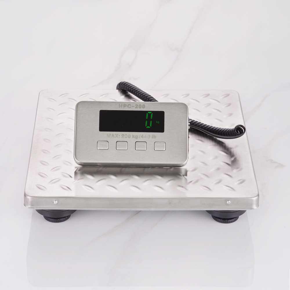 30 x 30CM Stainless Steel Platform Scale Floor Weight 200KG Postal Scale Electronic Weighing Balance