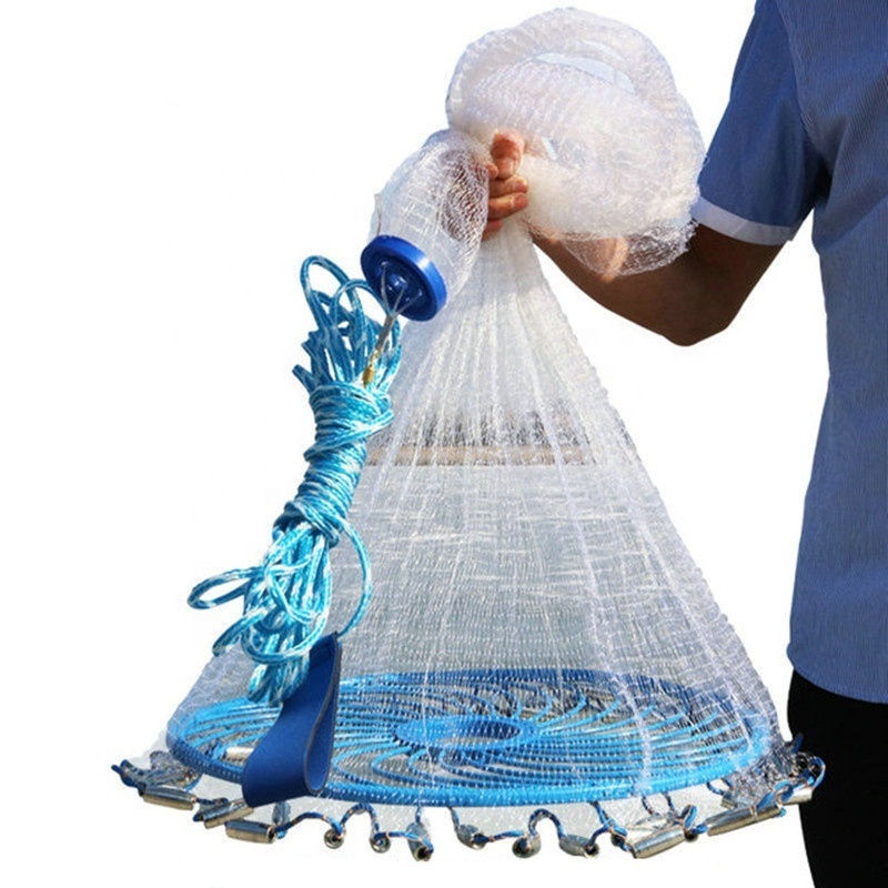 Fish Farming Casting Net nylon monofilament hand throw Cast landing carp foldable Drawstring Casting Fishing Net