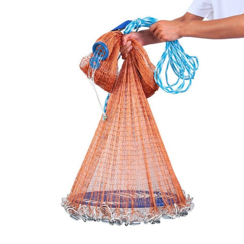 Fish Farming Casting Net nylon monofilament hand throw Cast landing carp foldable Drawstring Casting Fishing Net