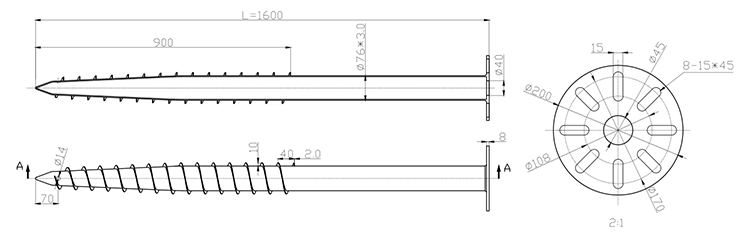 Galvanized Post Anchor Screw Metal Fence Post Spike in Frame Stands Ground Screw Anchor Helical Piles