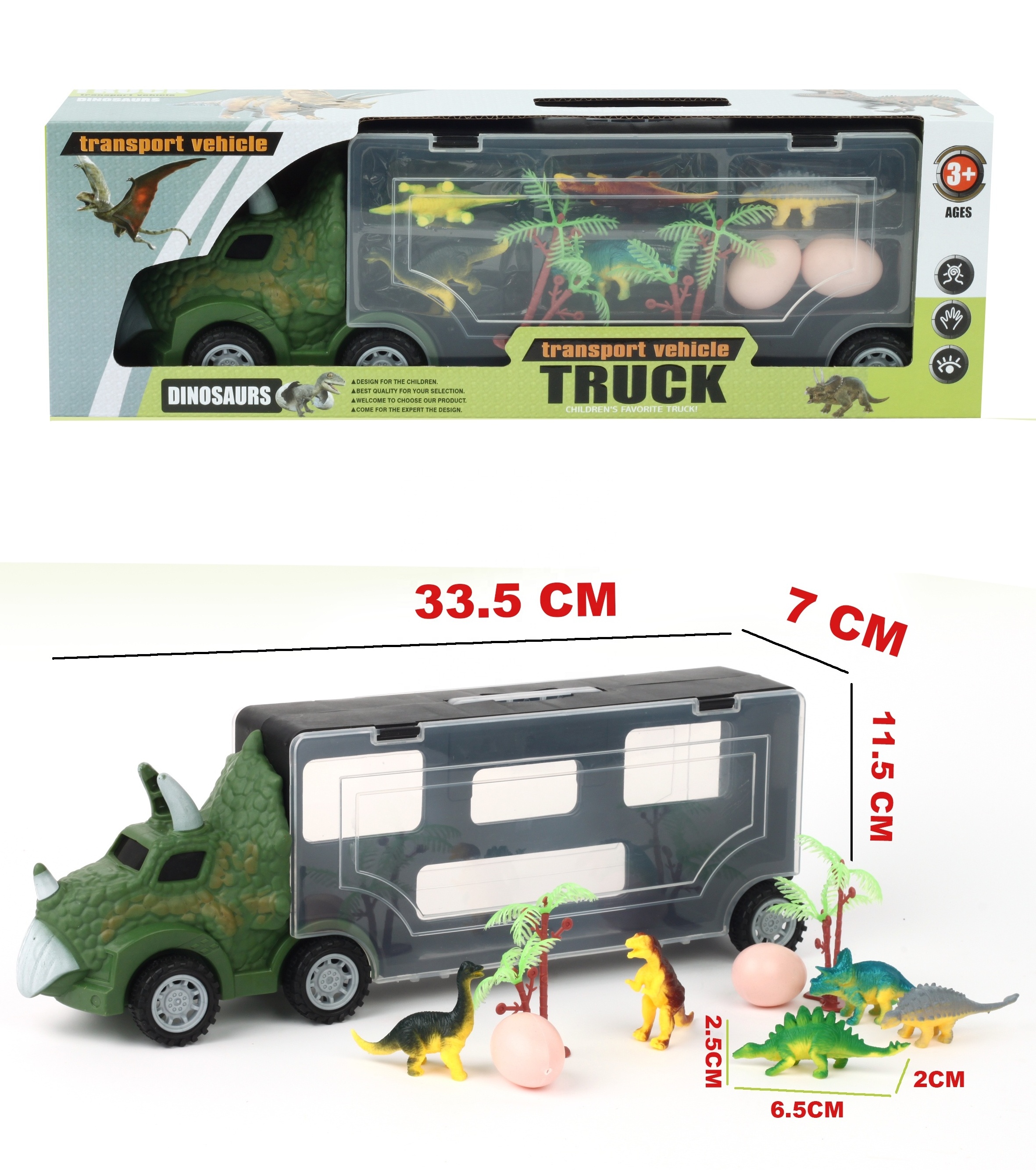 HOT SELLING FREE WHEEL TRUCK WITH DINOSAUR SET TRANSPORT CAR CARRIER TRUCK TOY FOR KIDS