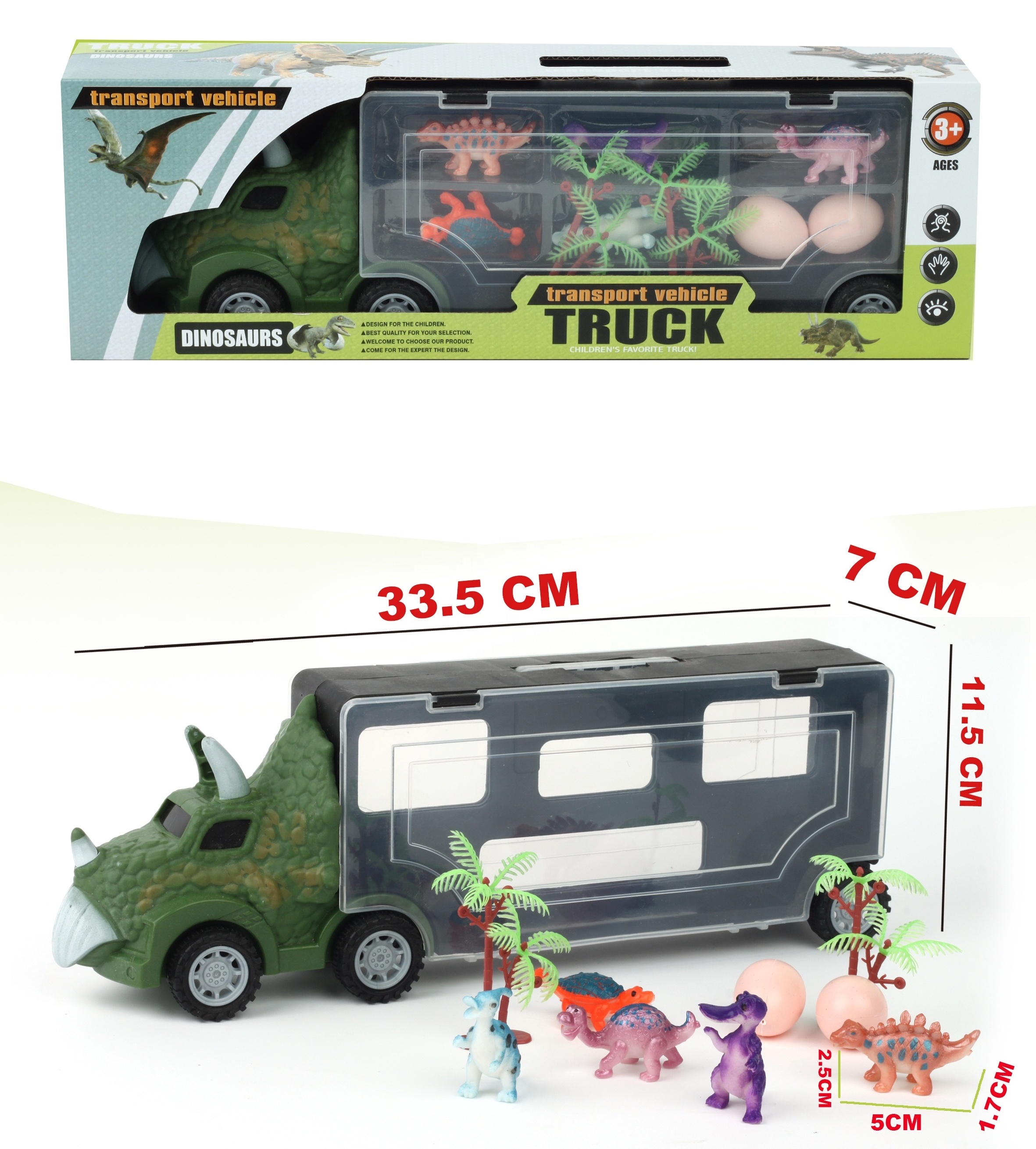 HOT SELLING FREE WHEEL TRUCK WITH DINOSAUR SET TRANSPORT CAR CARRIER TRUCK TOY FOR KIDS