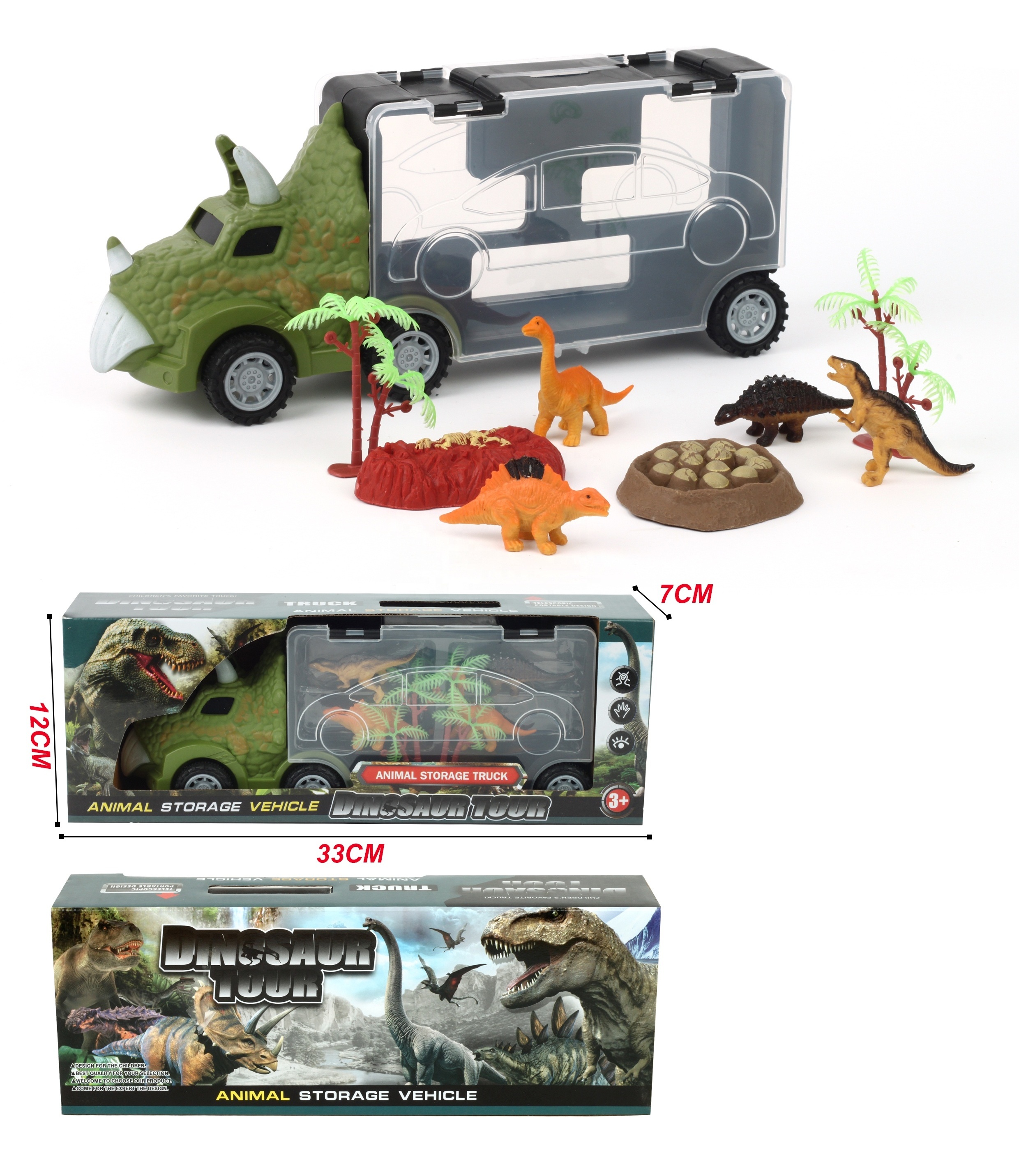 HOT SELLING FREE WHEEL TRUCK WITH DINOSAUR SET TRANSPORT CAR CARRIER TRUCK TOY FOR KIDS