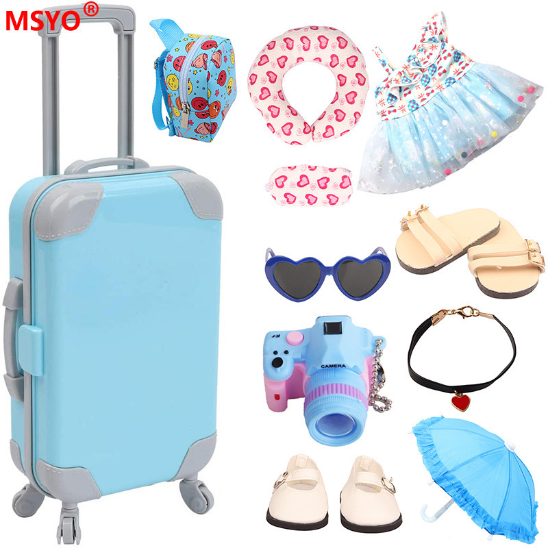 Best seller 18 inch American dolls girls luggage travel play clothes accessories multiple items suitcase set for dolls