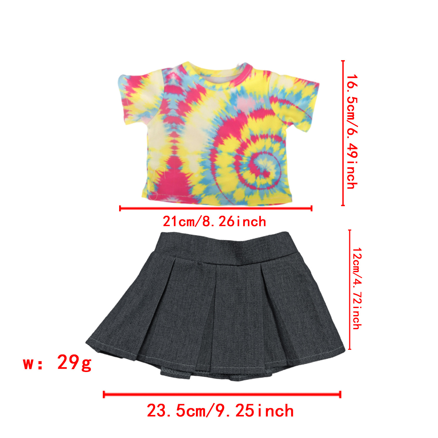 New arrival tie die T shirt and shorts suit for 18 inch dolls fashion dolls dressing up clothes