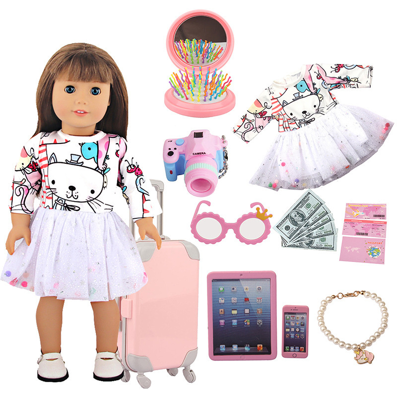 Best seller 18 inch American dolls girls luggage travel play clothes accessories multiple items suitcase set for dolls