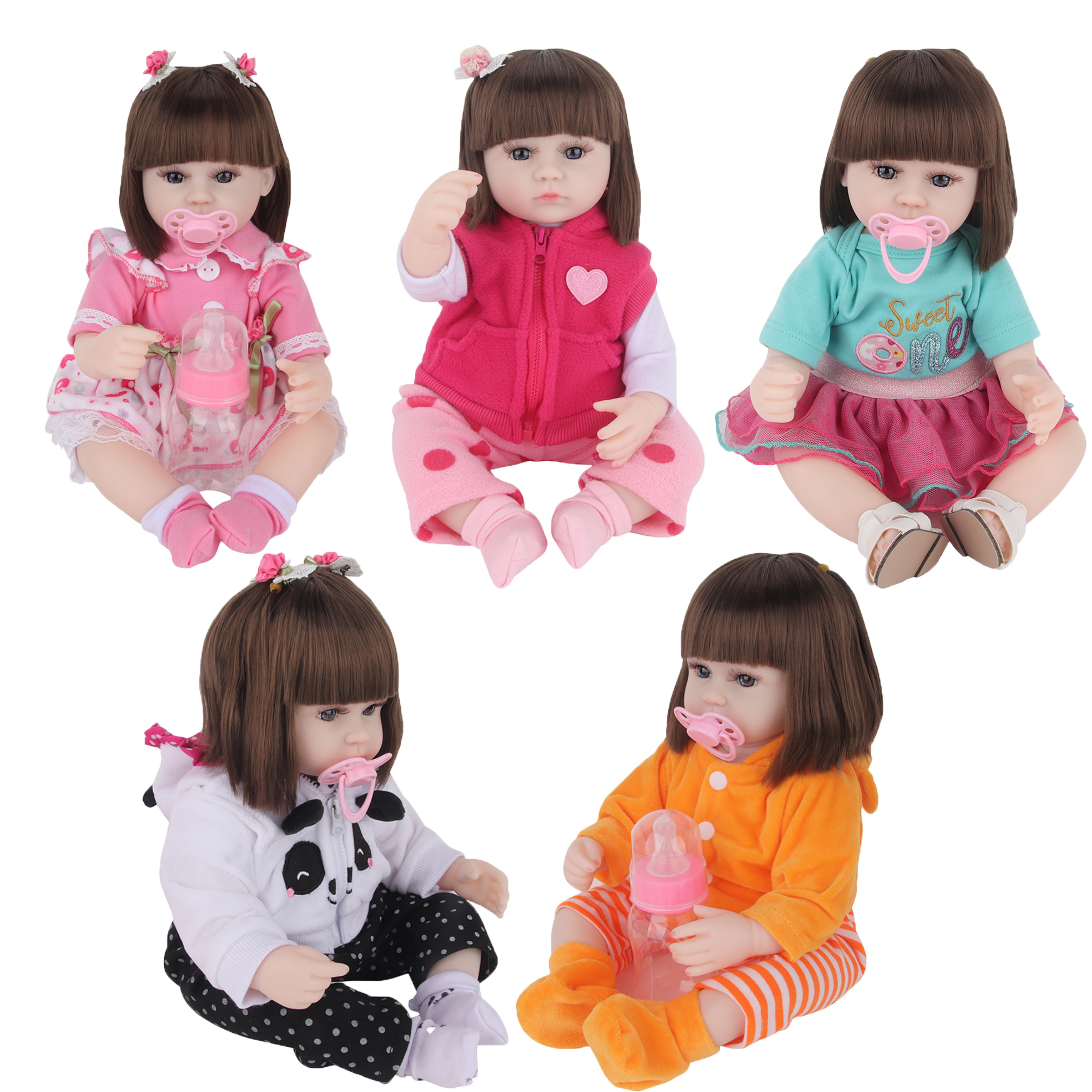 Popular 42CM Silicone Bebe Lifelike Reborn Dolls Lifereborn Reborn Baby Dolls with Clothes