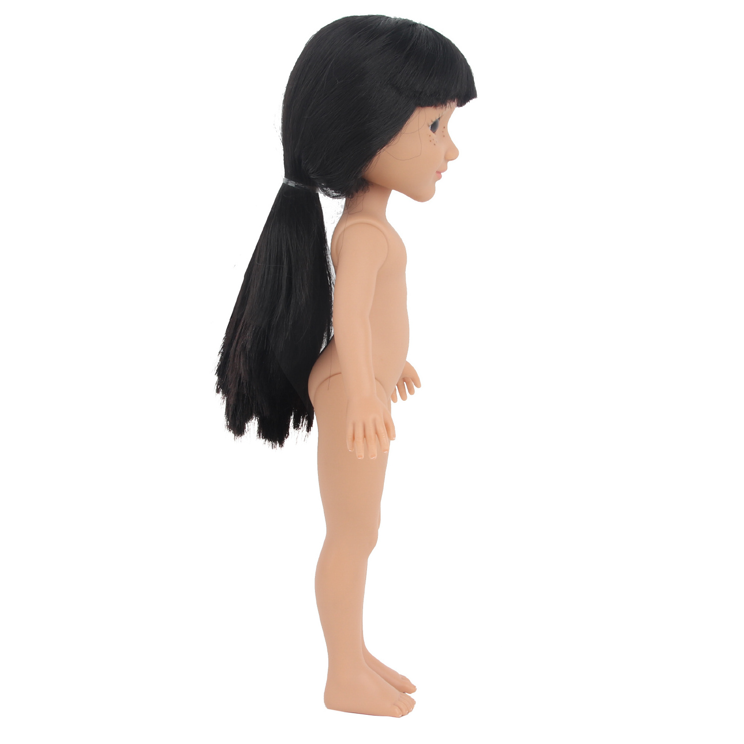 14 inch long straight black hair white skin color doll vinyl 14 inch doll