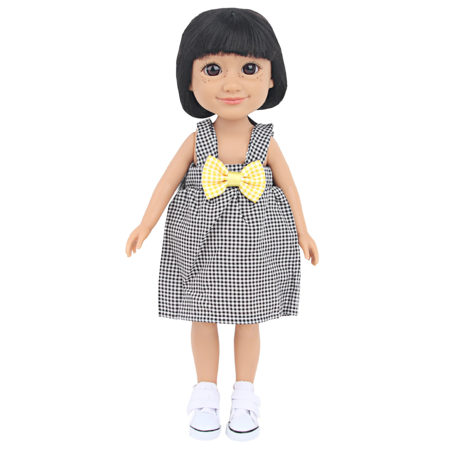 14 inch long straight black hair white skin color doll vinyl 14 inch doll