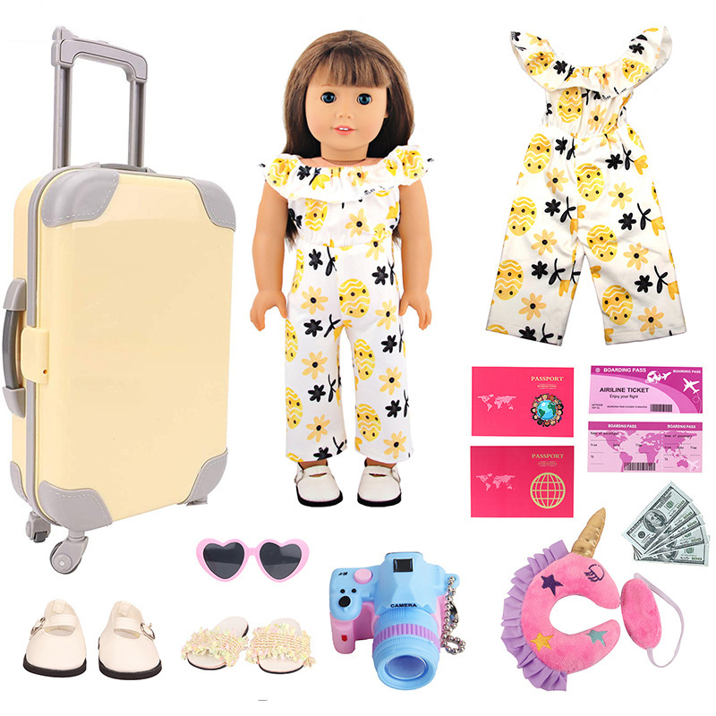 Best seller 18 inch American dolls girls luggage travel play clothes accessories multiple items suitcase set for dolls