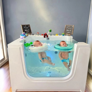 High Quality Modern Infant LED Bubbles Acrylic Baby Spa Bathtub Free-standing with Drainer & Massage Feature 1-Year Warranty