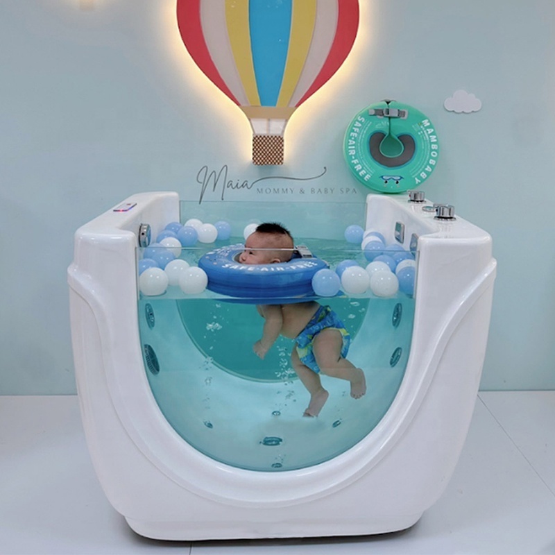 Modern Acrylic Baby Swimming Pool Freestanding Bathtub with Massage Included Faucet and Drainer for Infant Spa