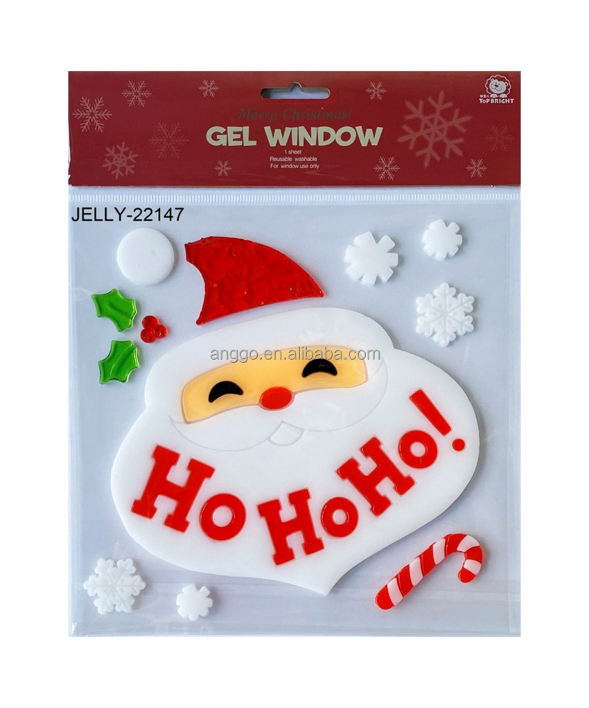 Glass Wall Storefront Scene Santa Claus Tree Toy Puzzle Image Waterproof Reusable Christmas Cartoon Decorative Custom Sticker