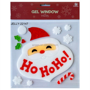 Glass Wall Storefront Scene Santa Claus Tree Toy Puzzle Image Waterproof Reusable Christmas Cartoon Decorative Custom Sticker