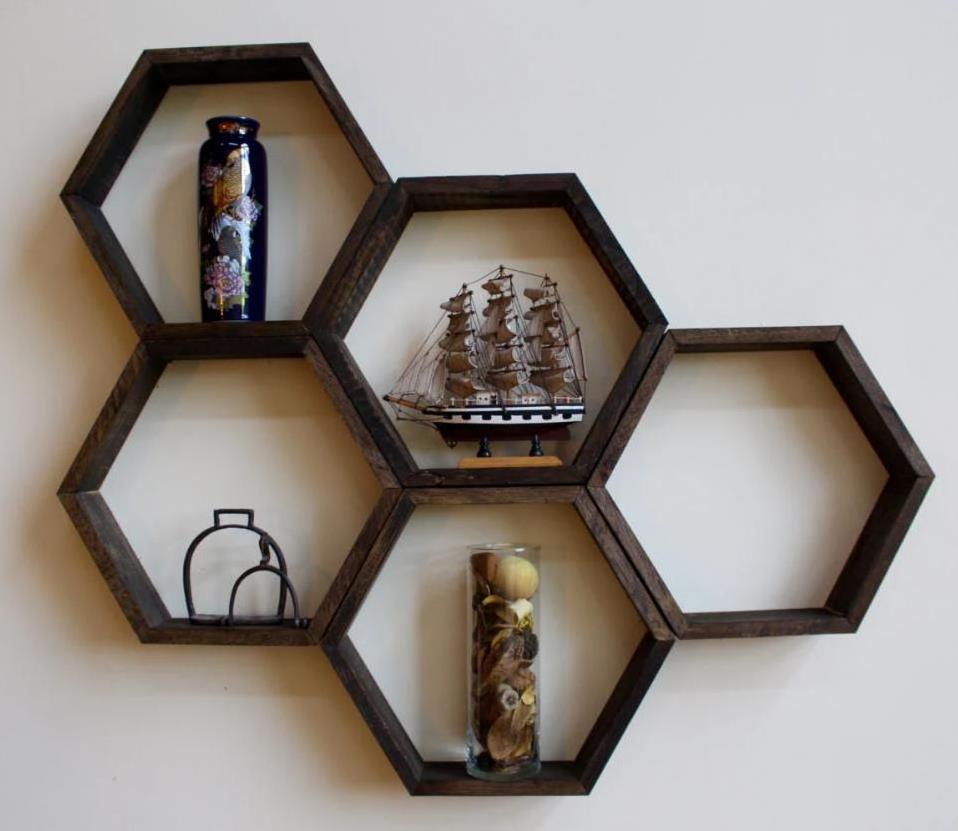 hexagon interior decorator honeycomb wall shelf mounted shelves