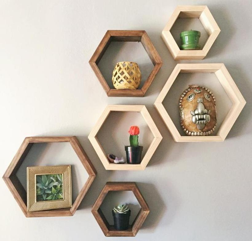 hexagon interior decorator honeycomb wall shelf mounted shelves