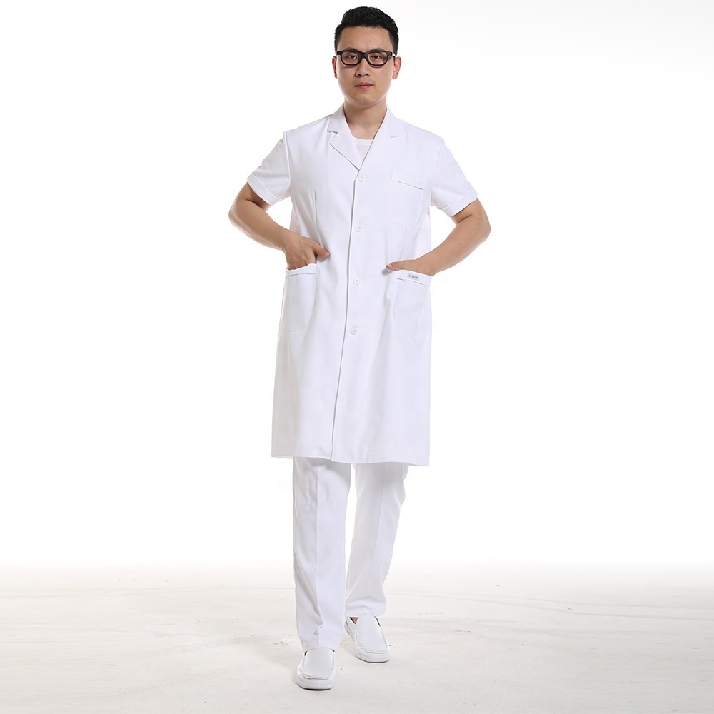 OEM Service Doctor Blouse Uniform Men White Lab Coat Gown Doctor White Gown Lab Coats Dental Dentist Clothes Hospital Uniform