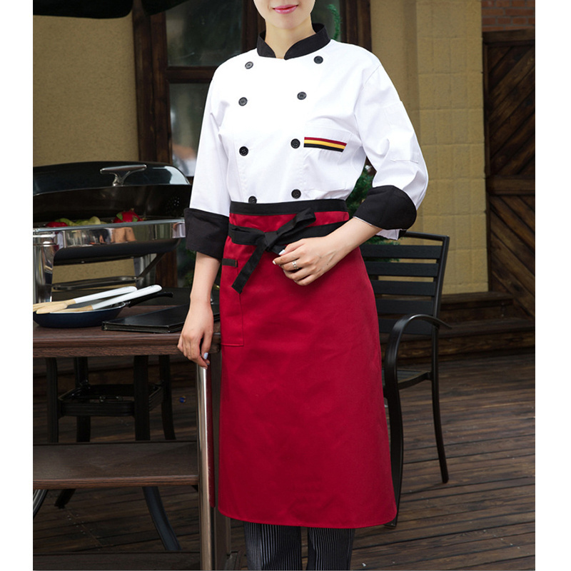 Wholesale Restaurant Kitchen Cooking Chef Working Wear Uniforms for Women Men Long Sleeves Hotel Uniform with Customized Logo