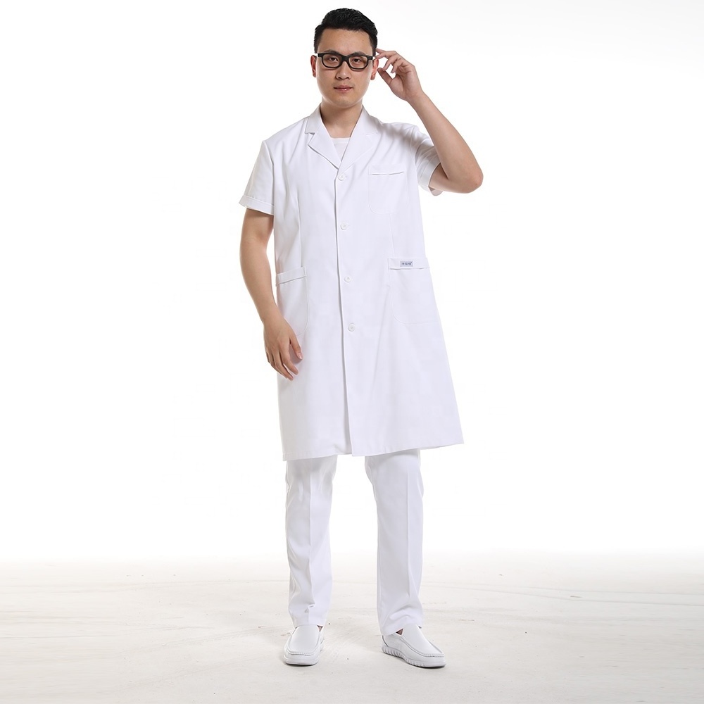 OEM Service Doctor Blouse Uniform Men White Lab Coat Gown Doctor White Gown Lab Coats Dental Dentist Clothes Hospital Uniform