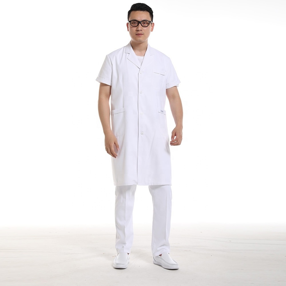 OEM Service Doctor Blouse Uniform Men White Lab Coat Gown Doctor White Gown Lab Coats Dental Dentist Clothes Hospital Uniform