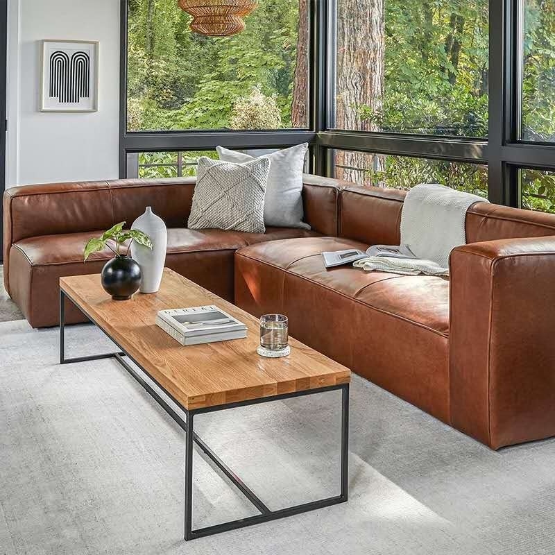 Bespoke luxury 100% top grain leather sofa set vintage brown distressed leather couches living room L shape sectional sofa couch