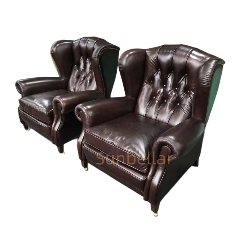 custom antique leather arm chair genuine leather tobacco brown chesterfield armchair with tray for home bar hotel cigar club