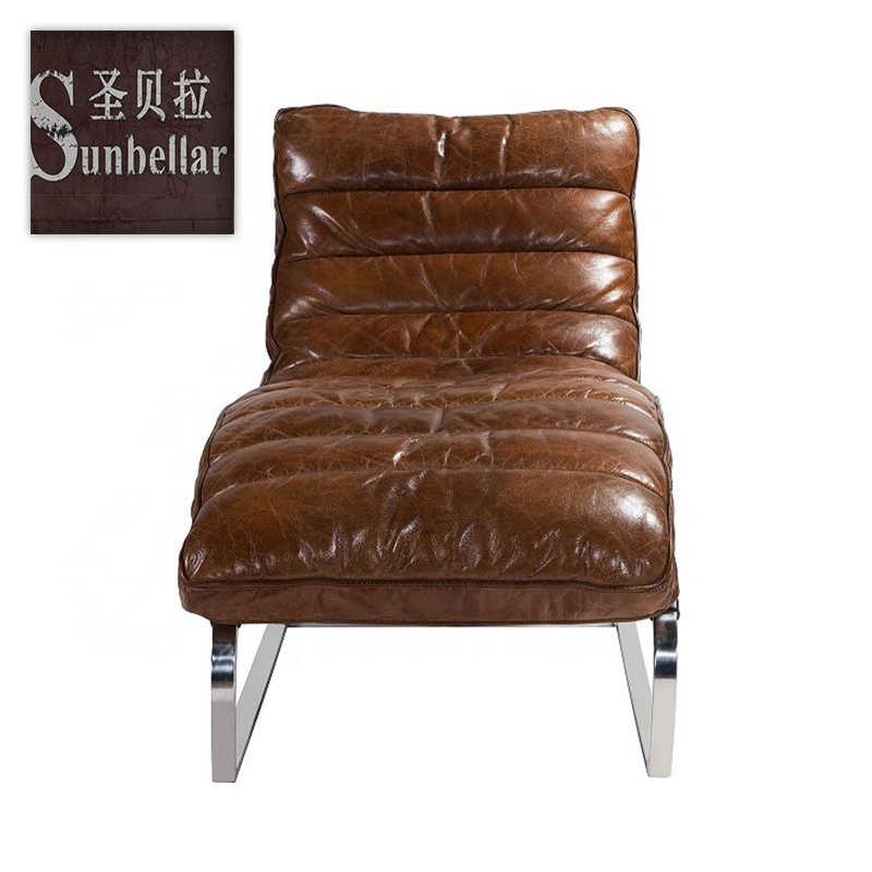 customized antique brown vintage leather chaise lounge chairs indoor chaise salle manger armless daybed bedroom living room