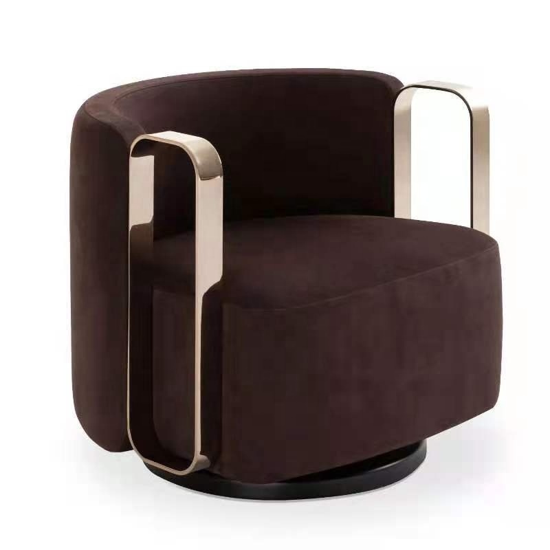 modern luxury accent chair living room fabric gold stainless steel arm sofa chair royal chairs for living room furniture