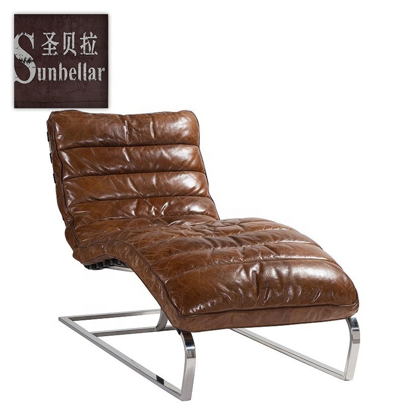 customized antique brown vintage leather chaise lounge chairs indoor chaise salle manger armless daybed bedroom living room