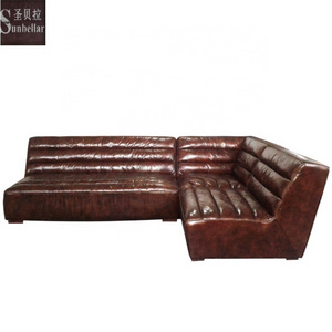 customized high quality vintage genuine leather leisure style corner and sectional sofa living room hotel home furniture