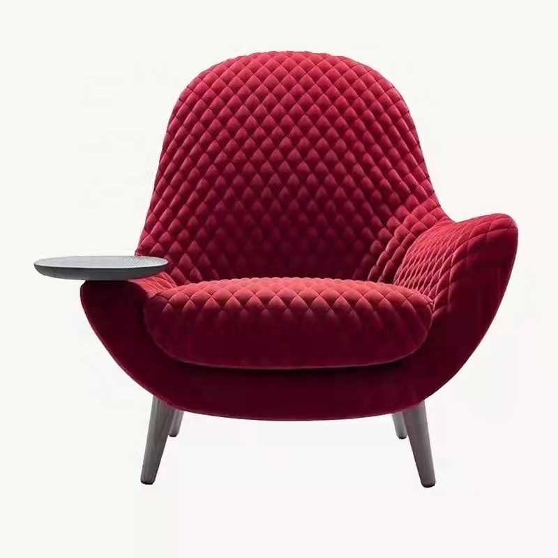 red velvet accent chairs furniture living room modern wooden legs leisure armchair hotel bedroom sitting room lounge chair sofa