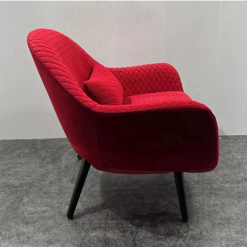 red velvet accent chairs furniture living room modern wooden legs leisure armchair hotel bedroom sitting room lounge chair sofa