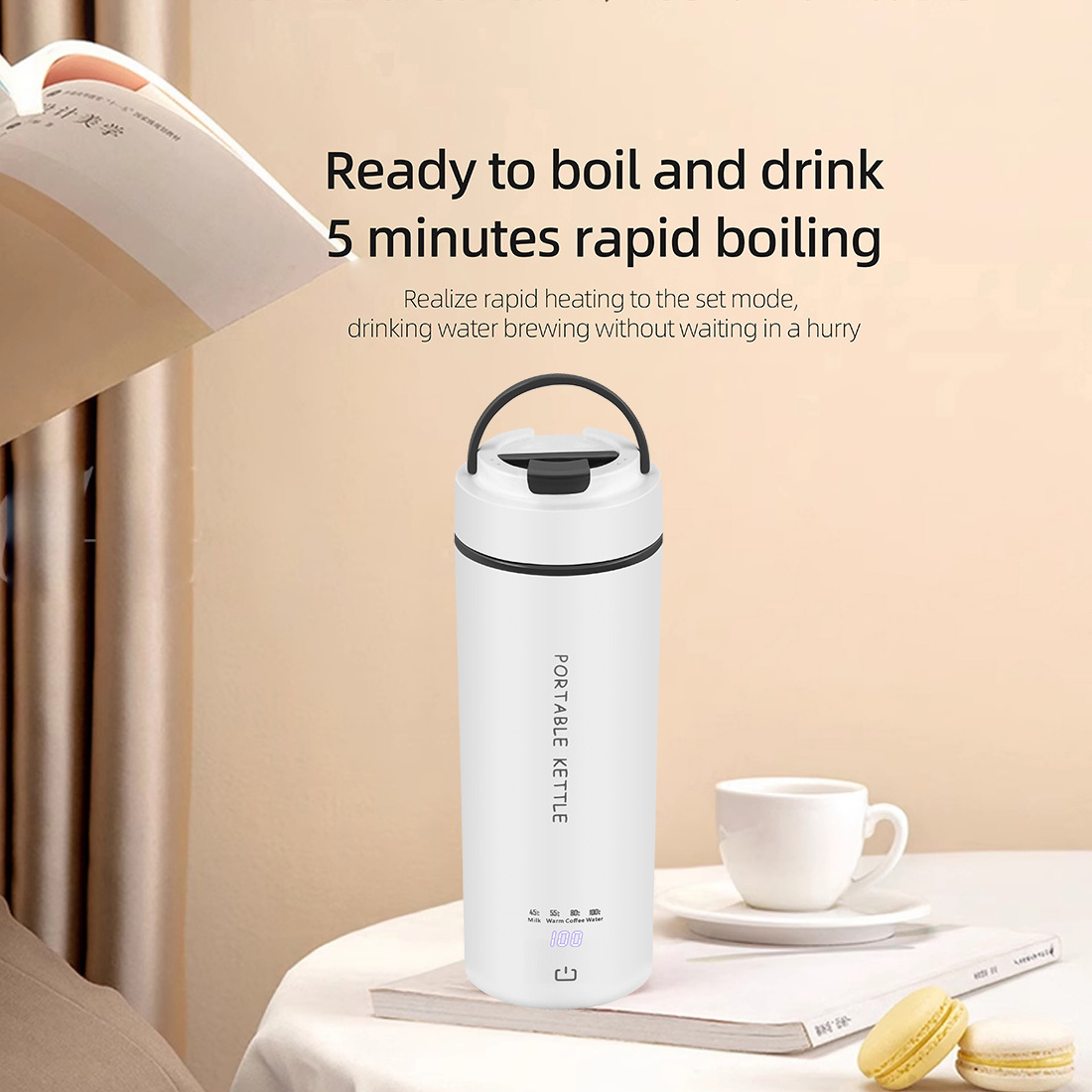 24V Portable Electric Vacuum Battery Powered Water Kettle Mini-Electric-Kettle Electric Travel Kettle With Case Dual Voltage Usb