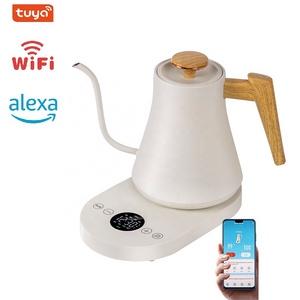 Tuya Wifi Copper Electric Kettle Gooseneck Electric Stainless Steel Whistling Water Tea Kettle Pour Over Smart Electric Kettle