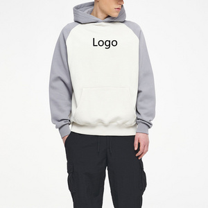 Men Custom Dongguan City Streetwear Raglan Sleeve Color Block Pullover Heavyweight Embroidered Hoodie