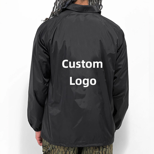 Custom Logo Spring Fashion Regular Fit Lightweight Windbreaker Men Casual Single Breasted Nylon Coaches Jacket