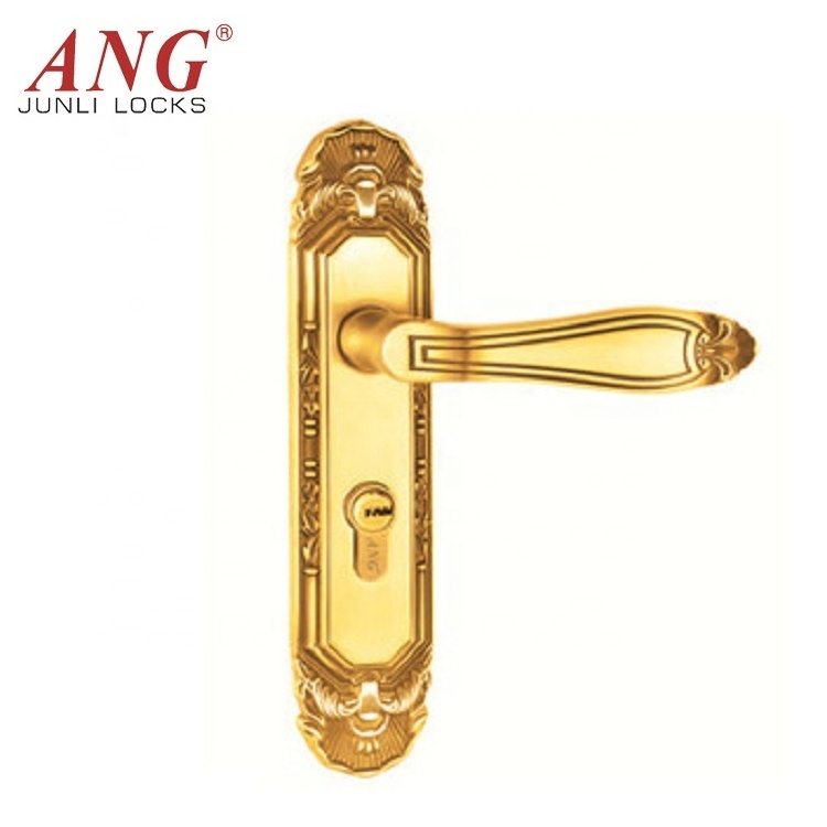 Security Double Pull Rose Gold Copper Antique Classic Villa Big Entrance Door Lock For Metal Gate