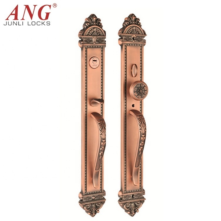 Pop Rose Gold Yellow Bronze Security Copper Material Interior Door Lock Handle For Home Hotel